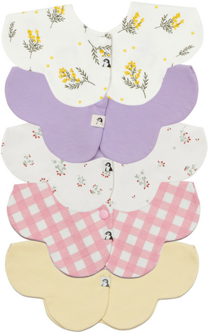 코니 롤링빕 아기 턱받이 5종 세트, A세트, 1세트