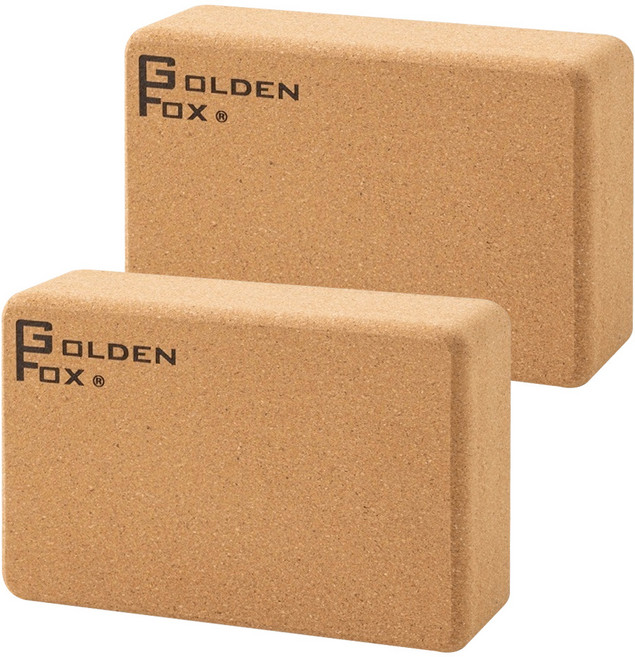 GOLDEN Fox 軟木瑜珈磚 2個 GF-005 天然木色 740g 7.6 x 15.2 x 22.8cm