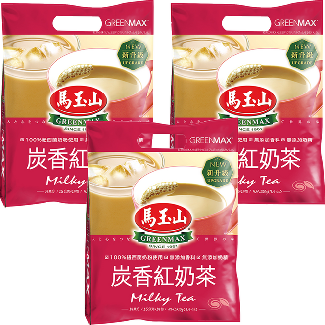 馬玉山 炭香紅奶茶, 15g, 14包, 3袋
