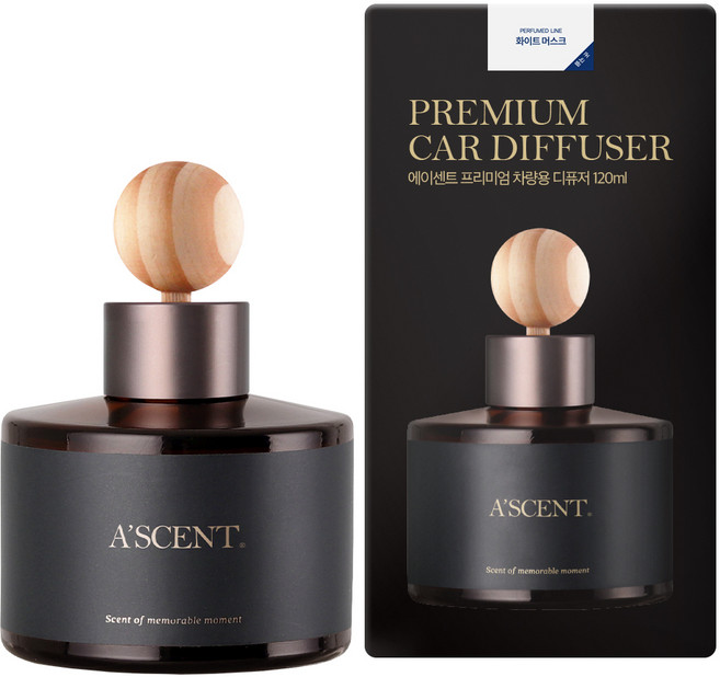 에이센트 차량용 디퓨저 세트, 화이트머스크, 1개