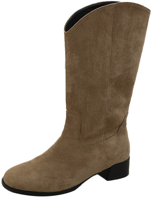 사뿐 여성용 세비니 라운드 스웨이드 미들부츠