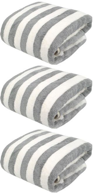 원이네 스트라이프 소프트 샤타월 70 × 140cm, 그레이, 3개