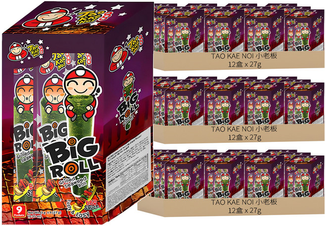 TAO KAE NOI 小老板 海苔棒棒捲 BBQ風味 9條, 27g, 36盒