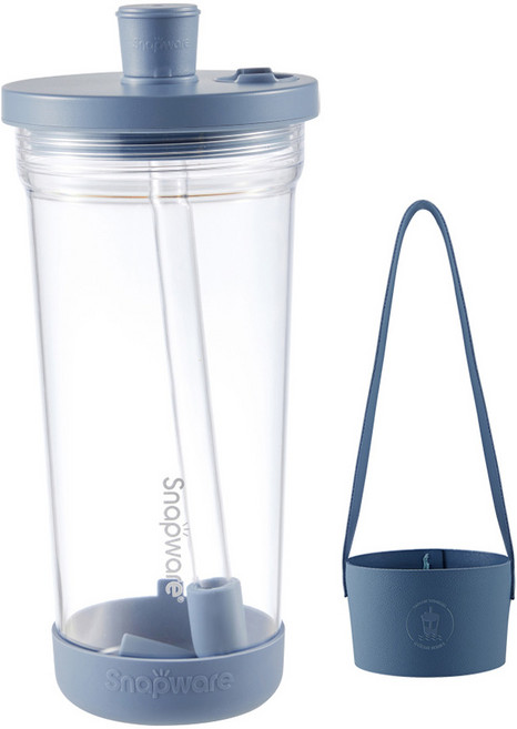 Corelle Brands 康寧餐具 Snapware Tritan 跳跳吸管杯 附杯套, 碧波藍, 840ml, 1個