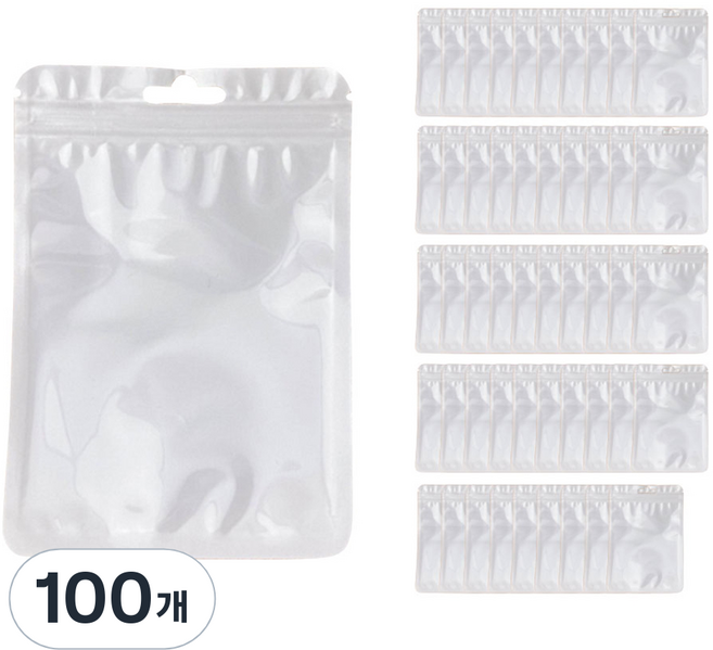 지앤와이 파스텔 선물포장 미니 지퍼백, 화이트, 100개