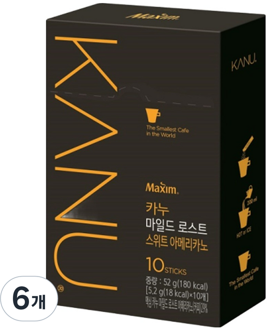 카누 마일드 로스트 스위트 아메리카노, 5.2g, 10개입, 6개