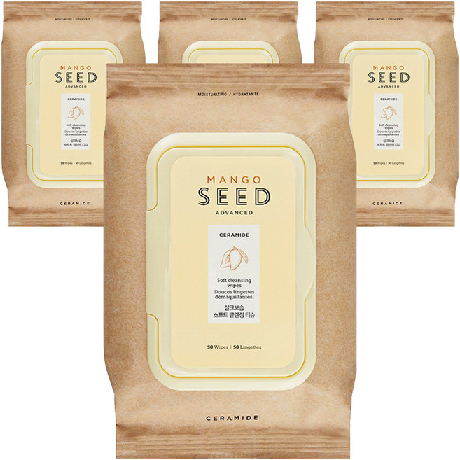 더페이스샵 망고씨드 실크보습 소프트 클렌징 티슈, 50매입, 4개