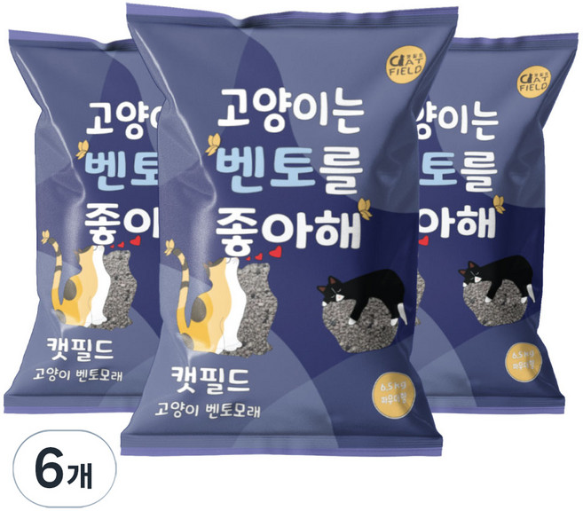 캣필드 응고형 고양이 벤토모래, 6.5kg, 6개, 베이비파우더향