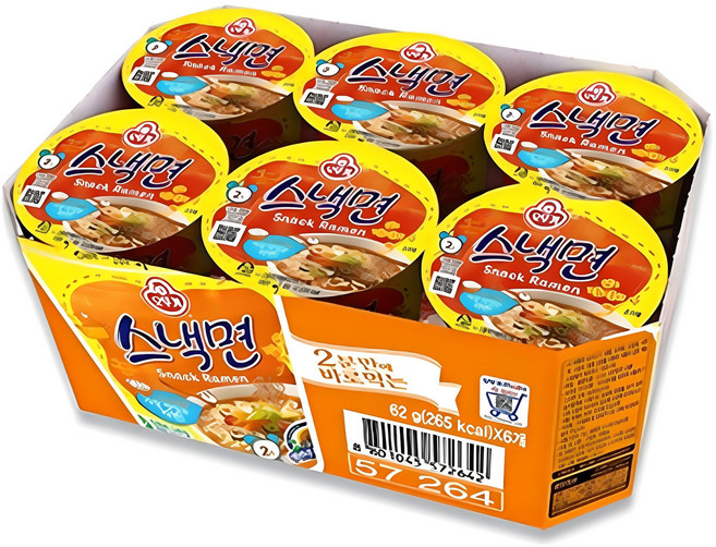 오뚜기 스낵면 컵 62g, 6개