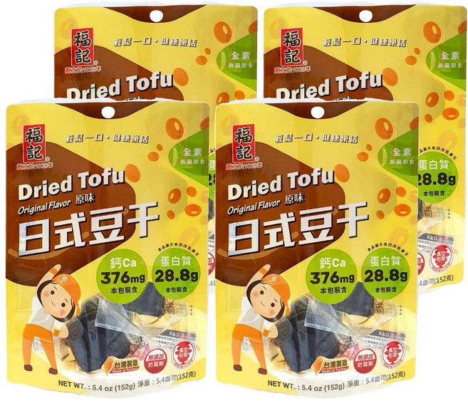 福記 日式素豆干 原味, 152g, 4袋