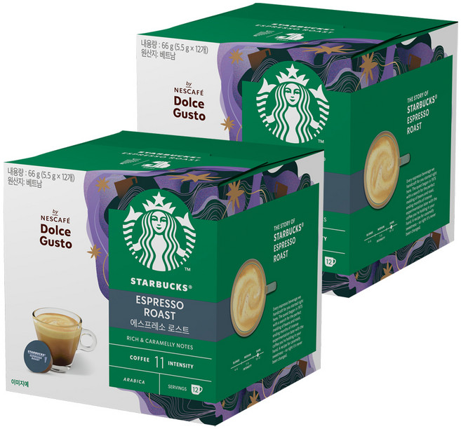 스타벅스 에스프레소 로스트 캡슐커피, 5.5g, 12개입, 2개