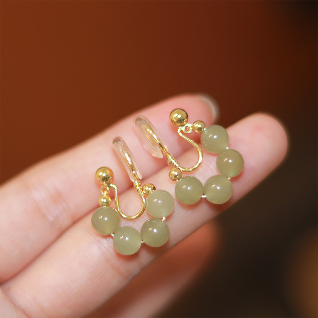 붓다베스트 여성용 소원성취 재물 금전운 옥 귀걸이 귀찌