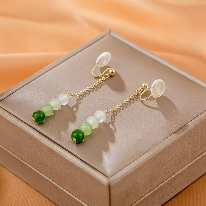 붓다베스트 여성용 소원성취 재물 금전운 옥 귀걸이 귀찌