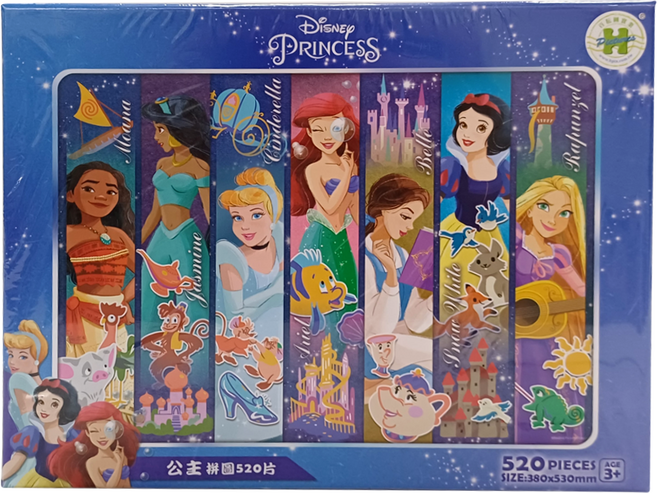 HUNDRED PICTURES 百耘圖 Disney Princess 公主 11 拼圖, 520片, Disney Princess公主11, 1盒