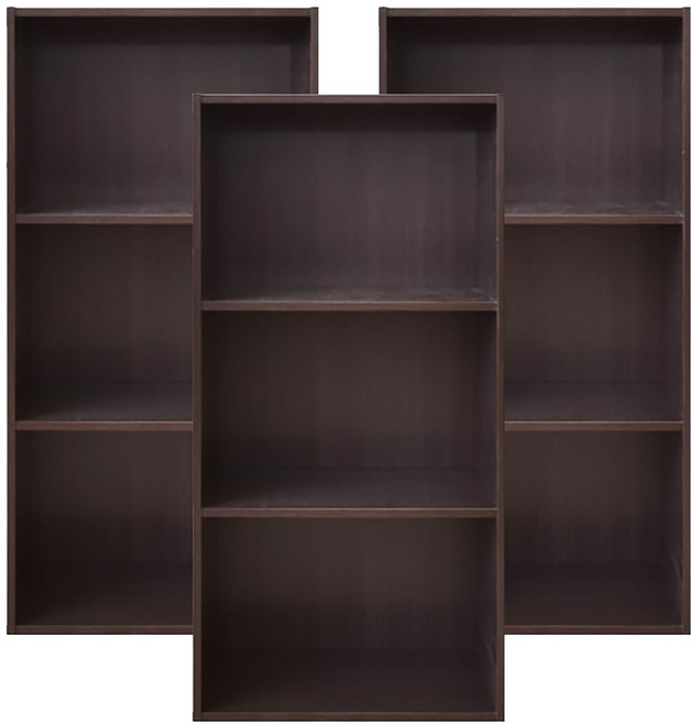 HOPMA 合馬家具 簡約三格櫃3件組 G-S383BK, 黑胡桃