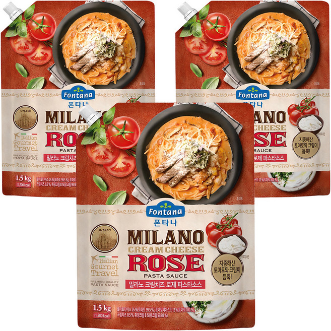 폰타나 밀라노 크림치즈 로제 파스타소스, 1.5kg, 3개
