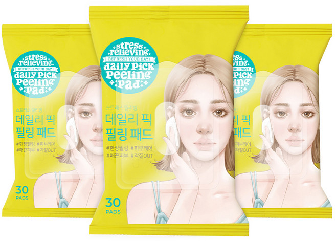 [비건뷰티] 아리얼 데일리 픽 각질 필링패드, 30매입, 3개