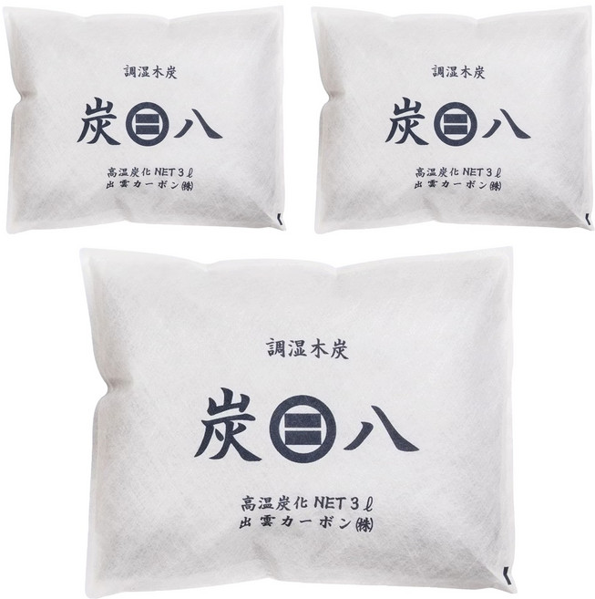 出雲屋炭八 車內專用方形調濕木炭 35 x 28cm 300g, 3L, 3個