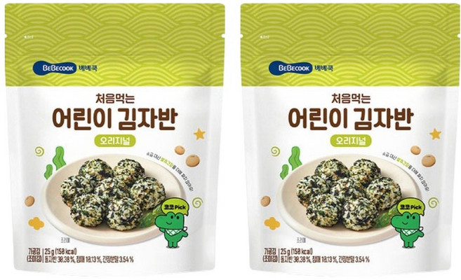 베베쿡 처음 먹는 어린이 김자반, 오리지널, 25g, 2개