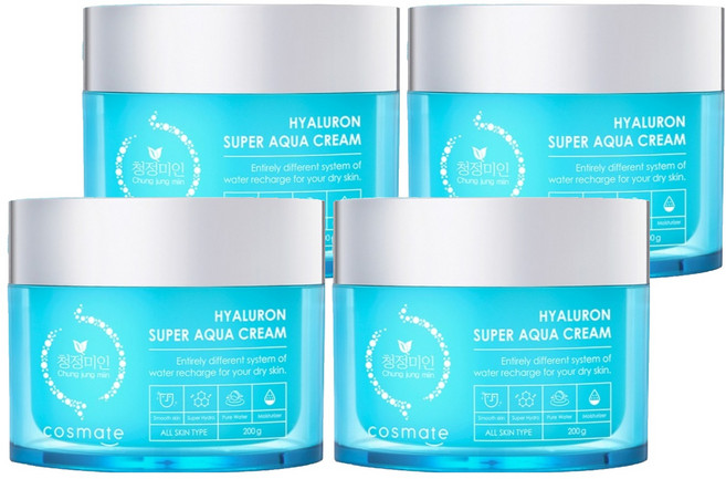 청정미인 히아루론 수퍼 아쿠아 수분크림, 200g, 4개