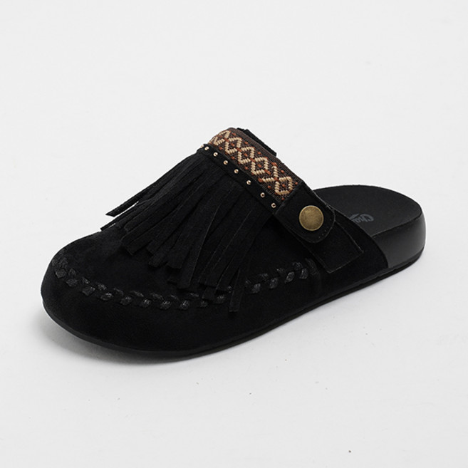 CHAAKAN SHOES 女款 Ricardo 流蘇兩穿式克駱格穆勒鞋 MLSDR3h8711, 黑色, 250