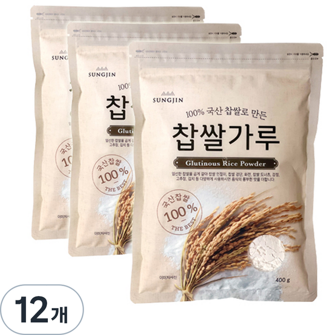 성진 찹쌀 가루, 400g, 12개