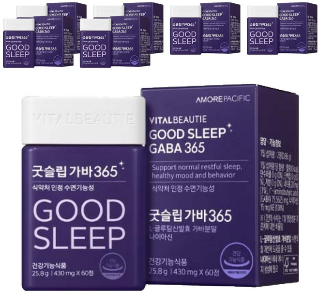 VITALBEAUTIE Good Sleep L-麩醯胺酸GABA 365錠, 60顆, 7罐