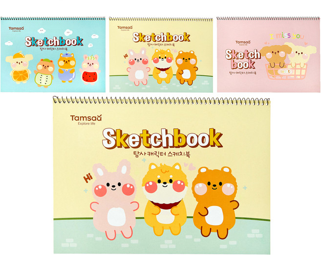 탐사 캐릭터 스케치북 130g, 30매, 4개