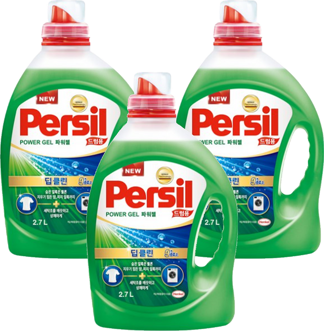 Persil 寶瀅 韓國原裝進口 Power Gel Plus 強效淨垢洗衣凝露 滾筒洗衣機適用, 2.7L, 3桶