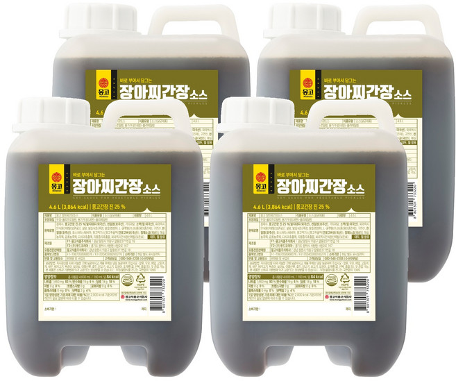 몽고식품 장아찌 간장 소스, 4.6L, 4개
