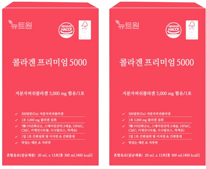 뉴트원 콜라겐 프리미엄 5000 15p, 300ml, 2개