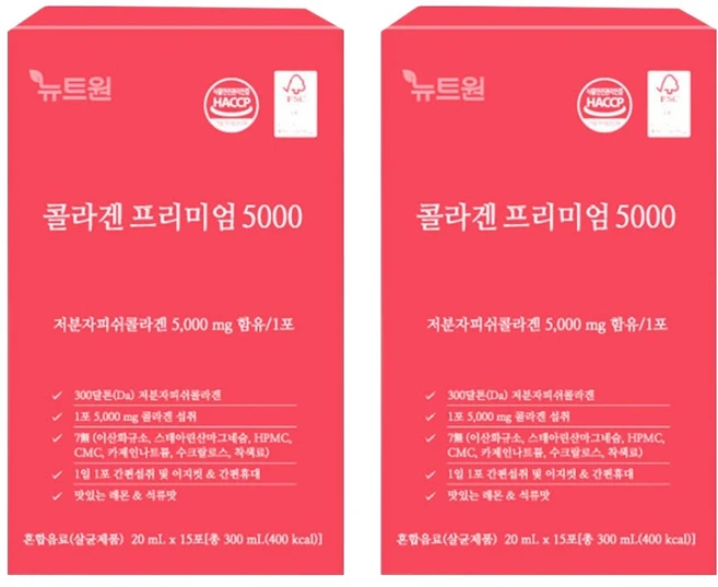 뉴트원 콜라겐 프리미엄 5000 15p, 300ml, 2개 - 쿠팡