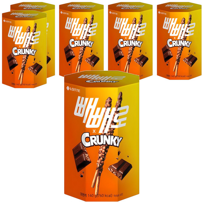빼빼로 크런키, 140g, 6개