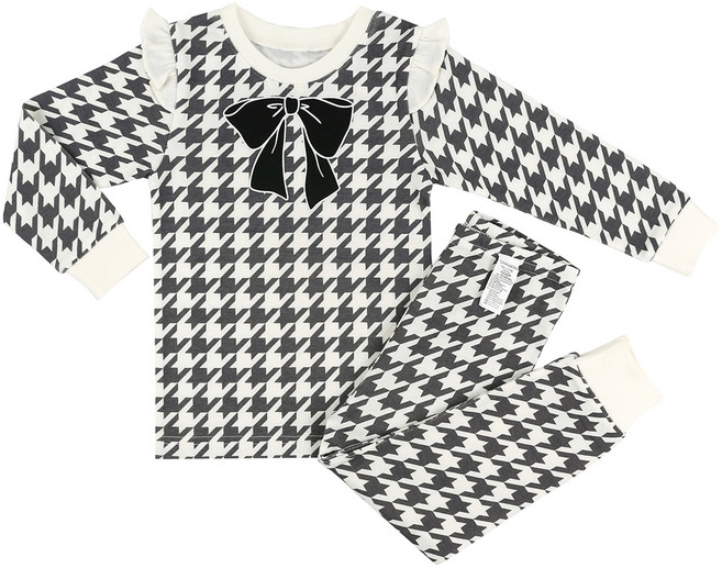 메이키즈 여아용 하운드리본 30수 후라이스 상하의 세트