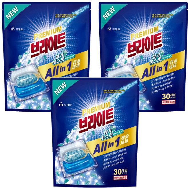 브라이트 프리미엄 올인원 향기부스트 캡슐세제, 30개입, 3개