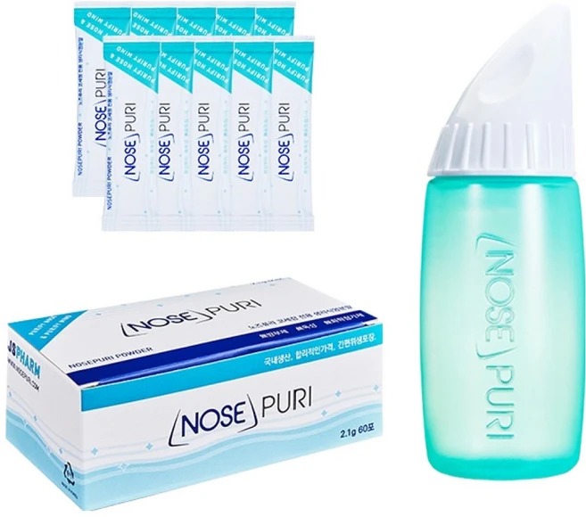 노즈퓨리 성인용 수동식 코세정용 키트 + 코세정용 분말 60p, 1세트 - 쿠팡