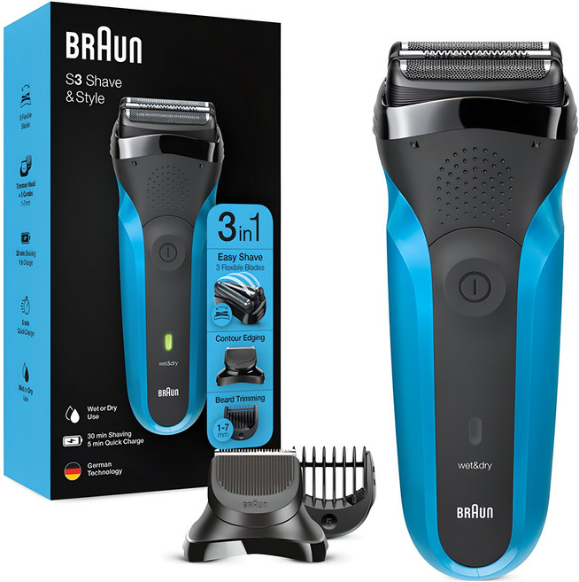 BRAUN 시리즈 3 전기면도기, 310BT, Blue