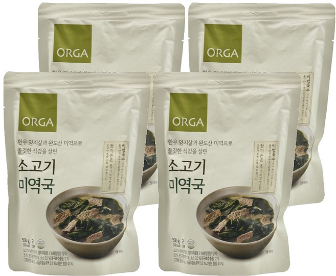 올가홀푸드 소고기 미역국, 4개, 500g