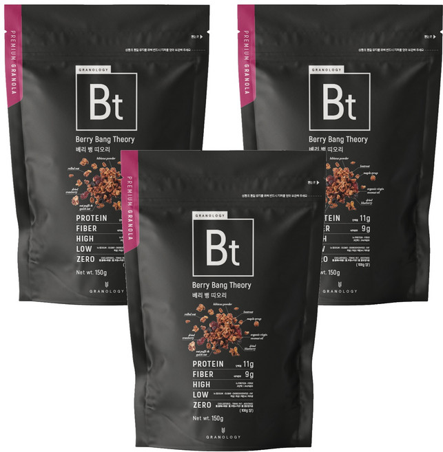 그라놀로지 베리 뱅 띠오리 그래놀라 시리얼, 150g, 3개