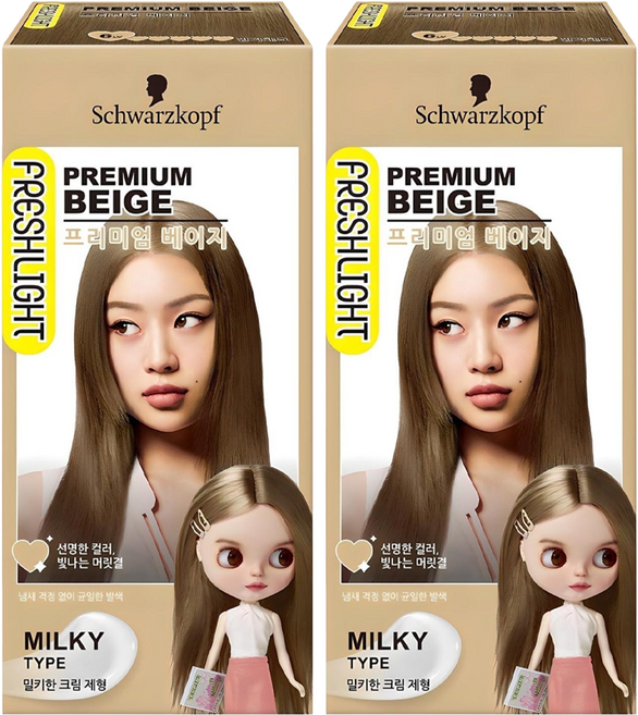 프레쉬라이트 밀키타입 염색제, 프리미엄베이지, 2개