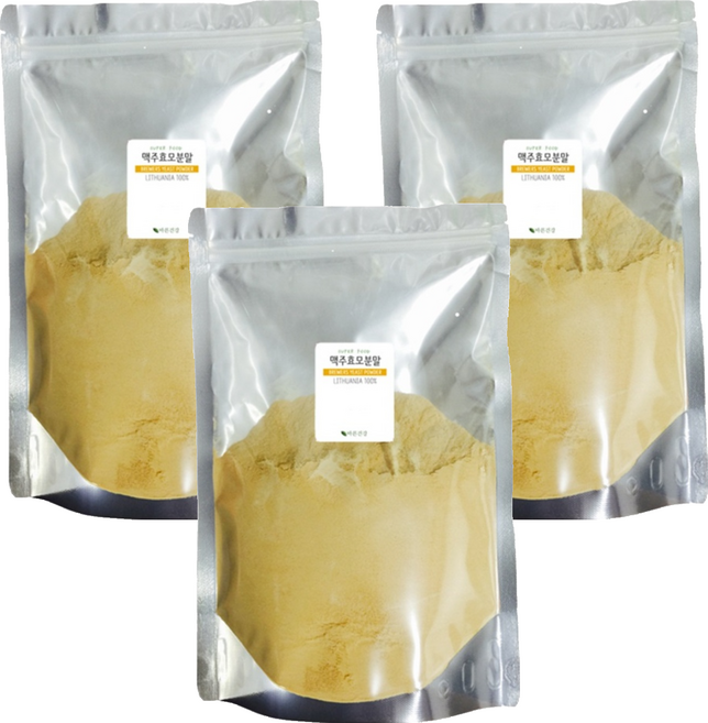 바른건강 맥주효모분말 지퍼백, 3개, 500g