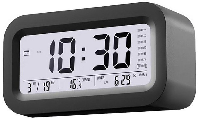 小麥購物 新升級智能鬧鐘, 黑色