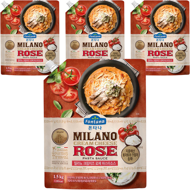 폰타나 밀라노 크림치즈 로제 파스타소스, 1.5kg, 4개