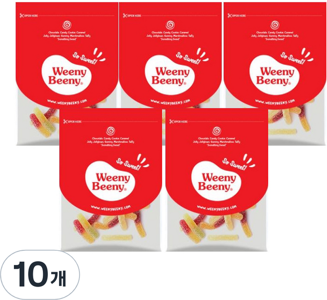 위니비니 젤라틴프리 후르티웜즈 구미, 50g, 10개