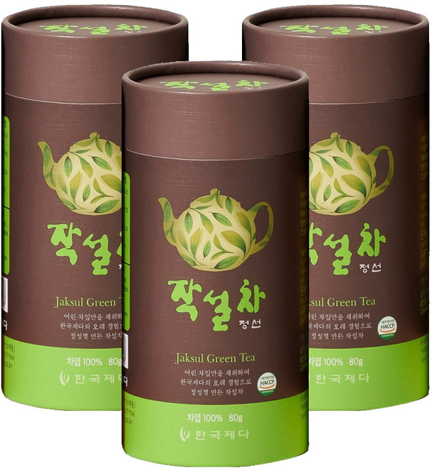 한국제다 작설차 정선 지관, 80g, 3개