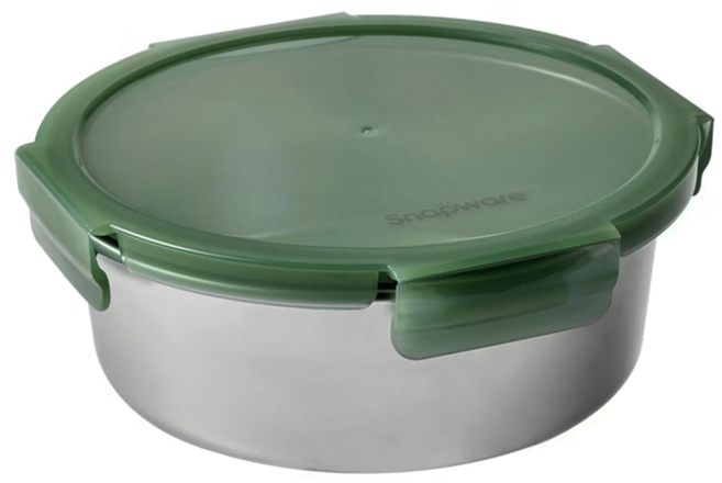 Corelle Brands 康寧餐具 Snapware Eco Fresh 可微波 316 不鏽鋼保鮮盒 1550ml, 不鏽鋼 銀色 + 綠色, 1個