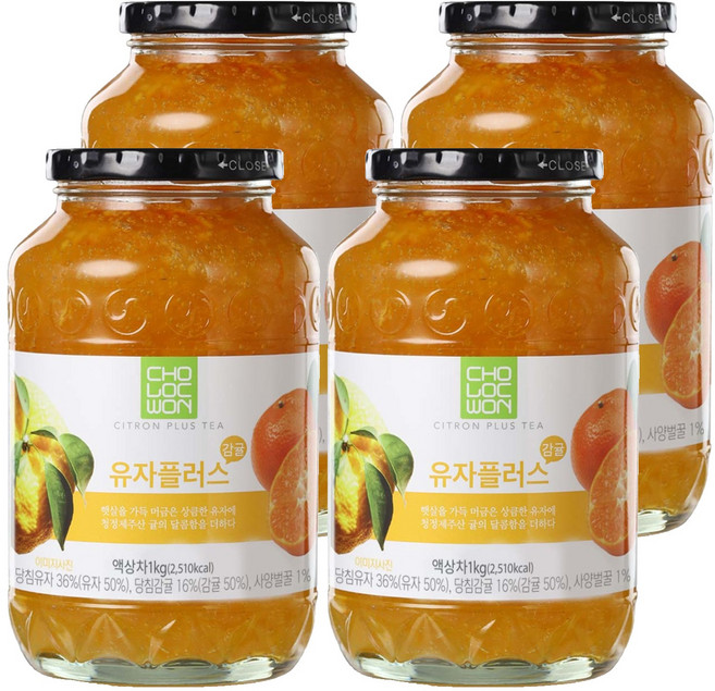 CHOLOCWON 蜜柑柚子茶沖泡果醬, 1kg, 1罐, 4罐