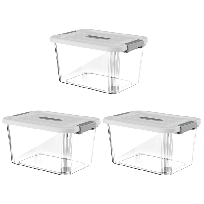 收納整理箱 中款, 透明色, 3個