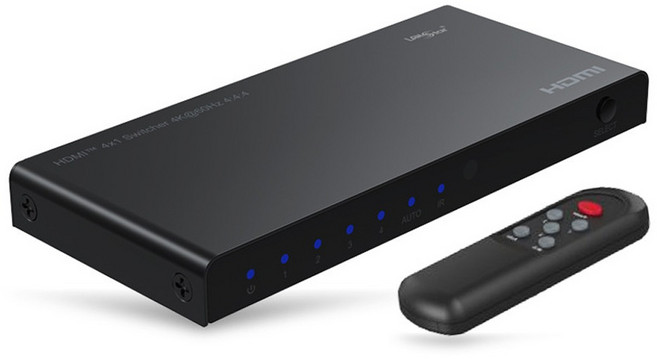 랜스타 4:1 HDMI 선택기 2.0 4K + 리모컨 세트 블랙, 1세트