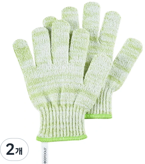 에코툴즈 배스 앤 샤워 글러브, 그린, 2개, 2개입 - 쿠팡